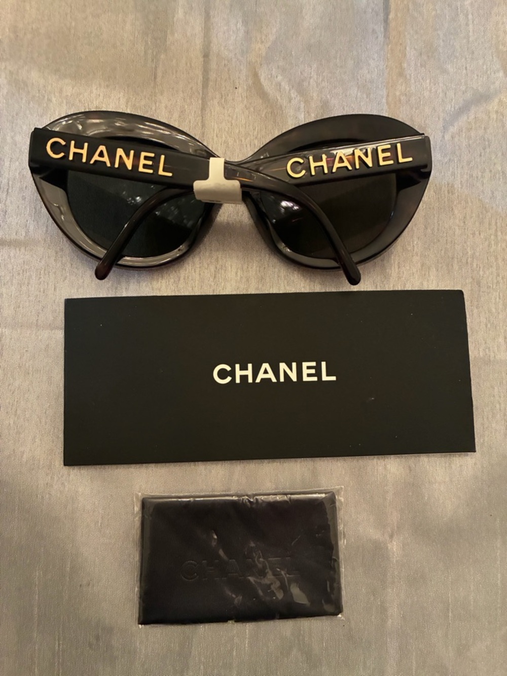 CHANEL Women's Black Frame Sunglasses with Brown Gradient Lenses - Picture 3 of 5